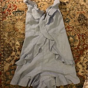 Pin stripe light blue ruffled romper